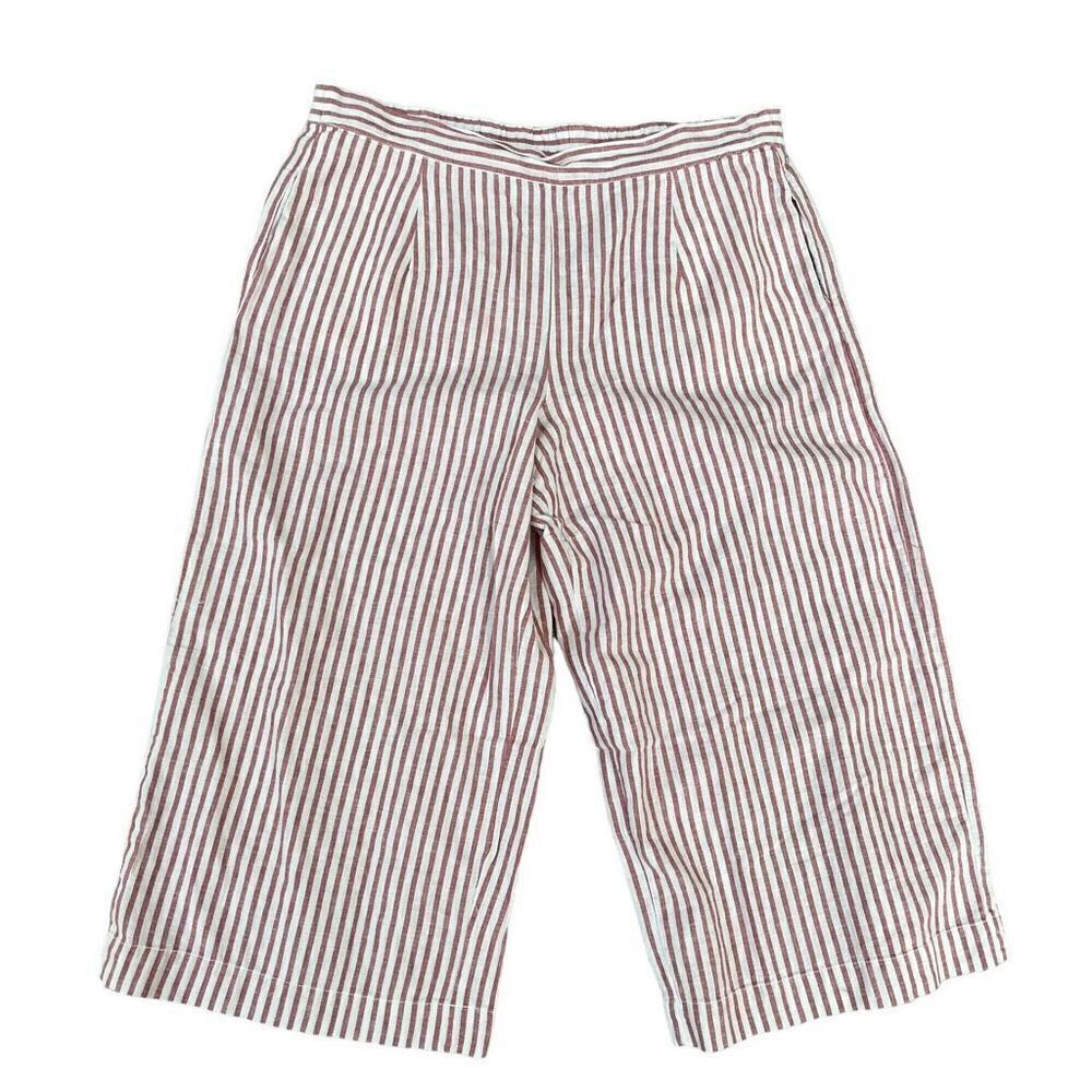 BeachLunchLounge Stripped linen blend capri Pants wide leg size XL